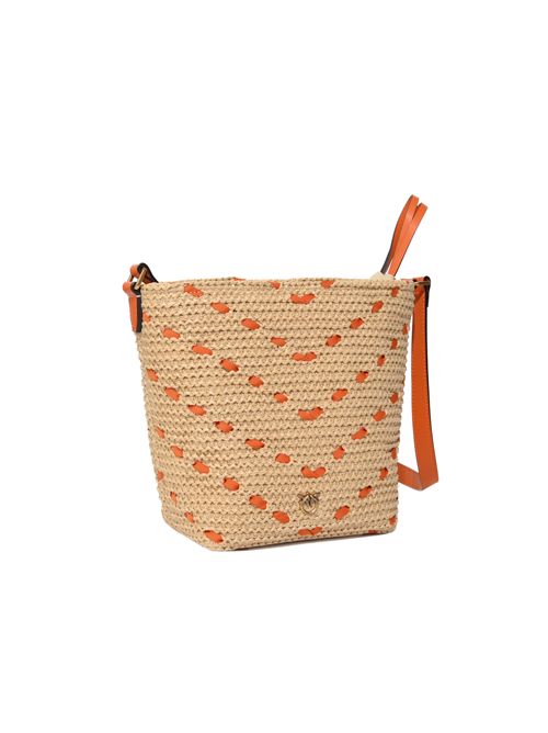 Borsa a tracolla piccola Bucket Mini in rafia con motivo chevron PINKO | 106835 A391HH9Q